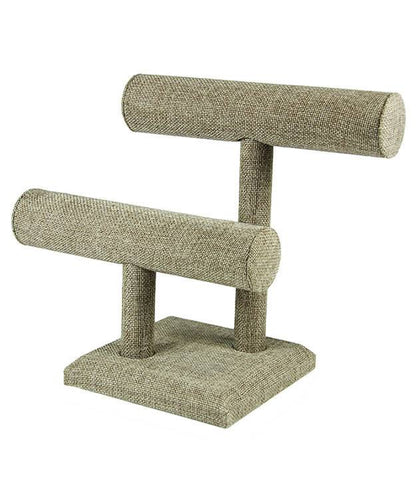 DBR3181 = Burlap Double Bar Bracelet Stand 8-1/8" H