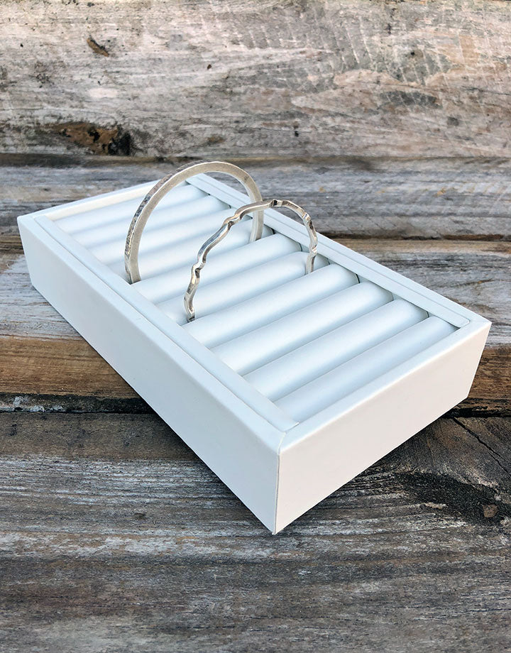 DBR6210 = White Leatherette Bangle Tray Holds 9 Bangles