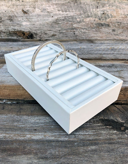 DBR6210 = White Leatherette Bangle Tray Holds 9 Bangles