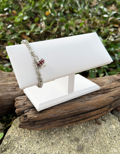 DBR6711 = White Leatherette Cushion Top Bracelet T-Bar