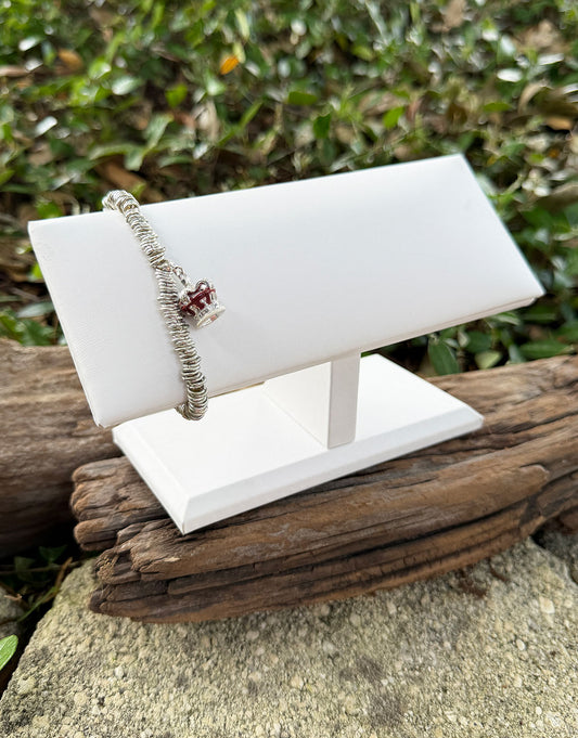DBR6711 = White Leatherette Cushion Top Bracelet T-Bar