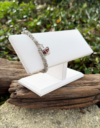 DBR6711 = White Leatherette Cushion Top Bracelet T-Bar