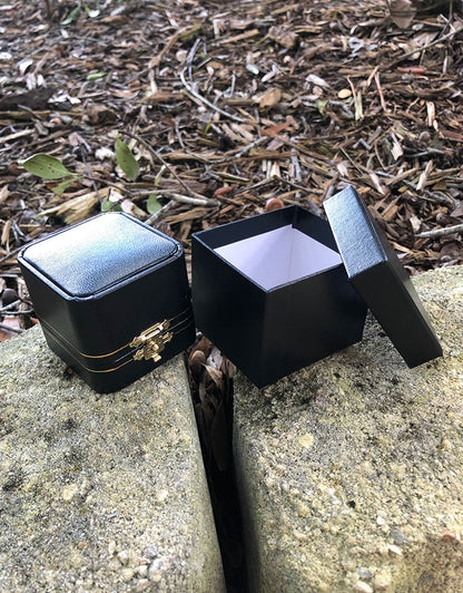 DBX1136 = Gold Latch Leatherette Ring  Box