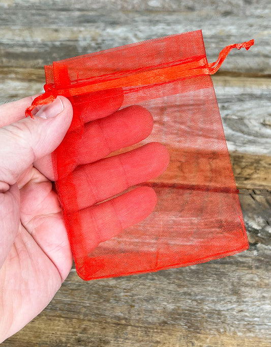 DBX1292R = Organza Drawstring Pouch Red 2-3/4''x3-1/2'' (Dozen)