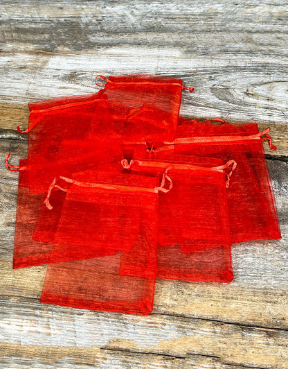 DBX1292R = Organza Drawstring Pouch Red 2-3/4''x3-1/2'' (Dozen)