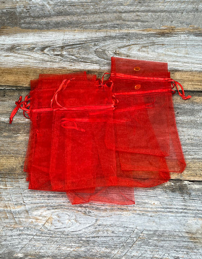 DBX1294R = Organza Drawstring Pouch Red 4"x5" (Dozen)