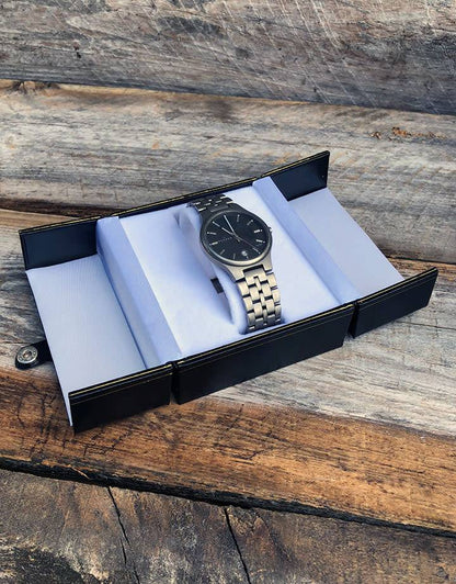 DBX1318 = Double Door Leatherette Watch Box with Collar & Packer