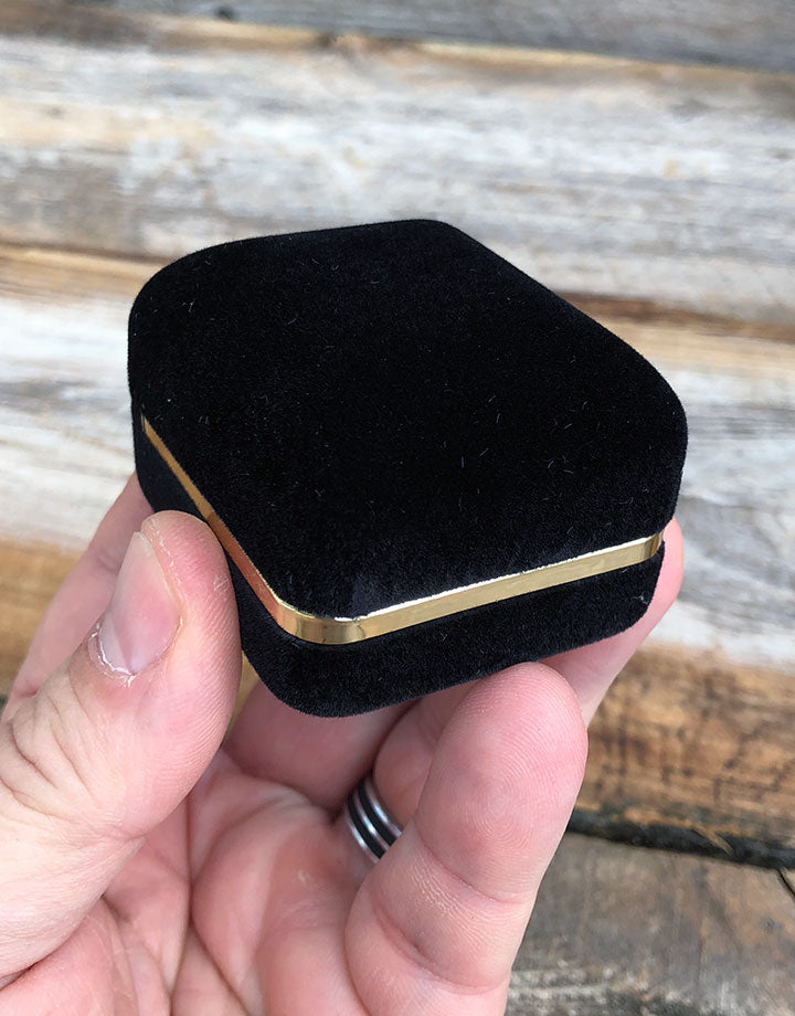 DBX1636E = Black Rich Velvet Earring Box with Goldtone Trim (Each)