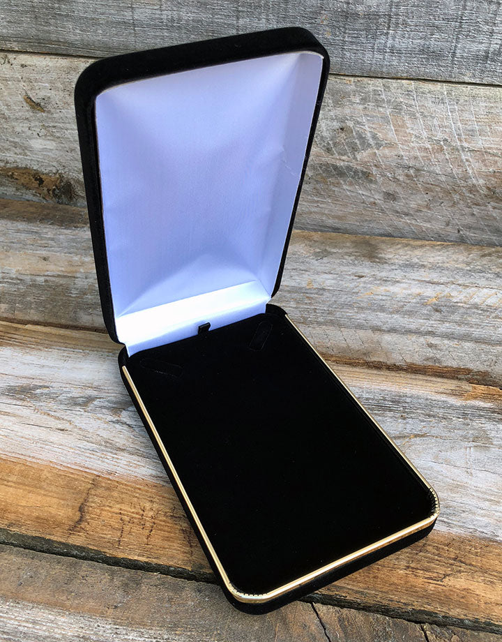 DBX1670 = Black Rich Velvet Necklace Box with Goldtone Trim (Each)