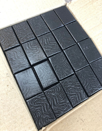 DBX2810B = BOXES - COTTON FILLED BLACK SWIRL  1-7/8'' x 1-1/4'' x 5/8''   CASE 100