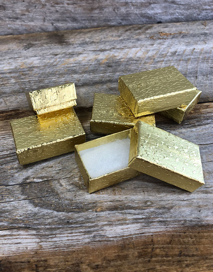 DBX2810G = BOXES - COTTON FILLED GOLD FOIL  1-7/8'' x 1-1/4'' x 5/8''   CASE 100