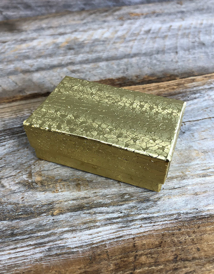 DBX2821G = BOXES - COTTON FILLED GOLD FOIL  2-5/8'' x 1-1/2'' x 7/8''   CASE 100