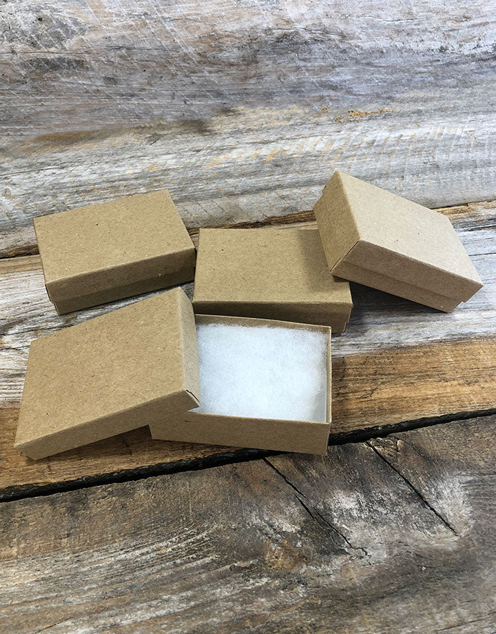 DBX2832K = Cotton Filled Box Kraft Color 3-1/4'' x 2-1/4'' x 1''  (Case of 100)