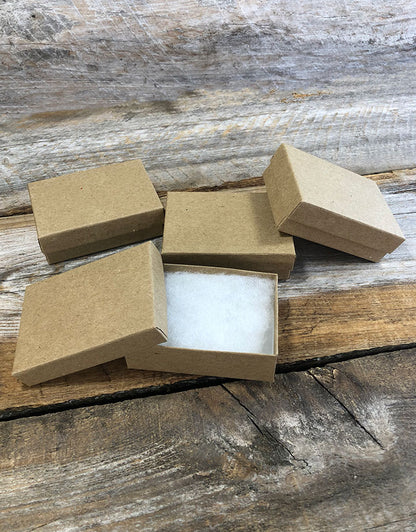 DBX2832K = Cotton Filled Box Kraft Color 3-1/4'' x 2-1/4'' x 1''  (Case of 100)