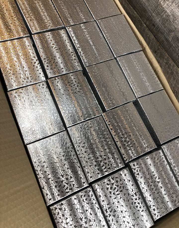 DBX2832S = BOXES - COTTON FILLED SILVER FOIL  3-1/4'' x 2-1/4'' x 1''  CASE 100
