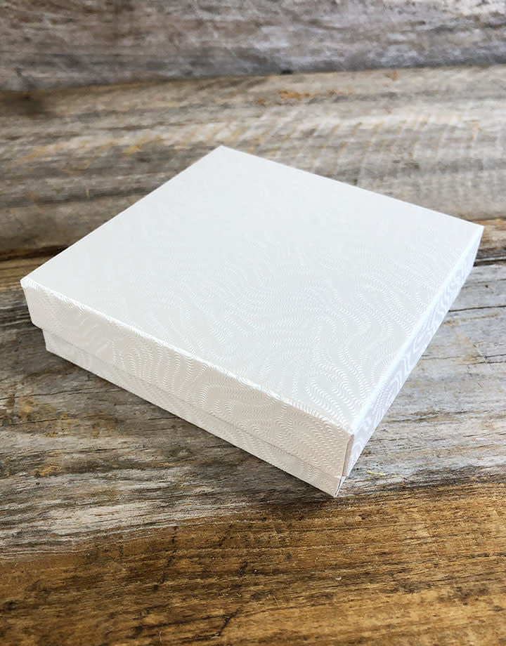 DBX2833W = BOXES - COTTON FILLED WHITE  3-1/2'' x 3-1/2'' x 1''  CASE 100