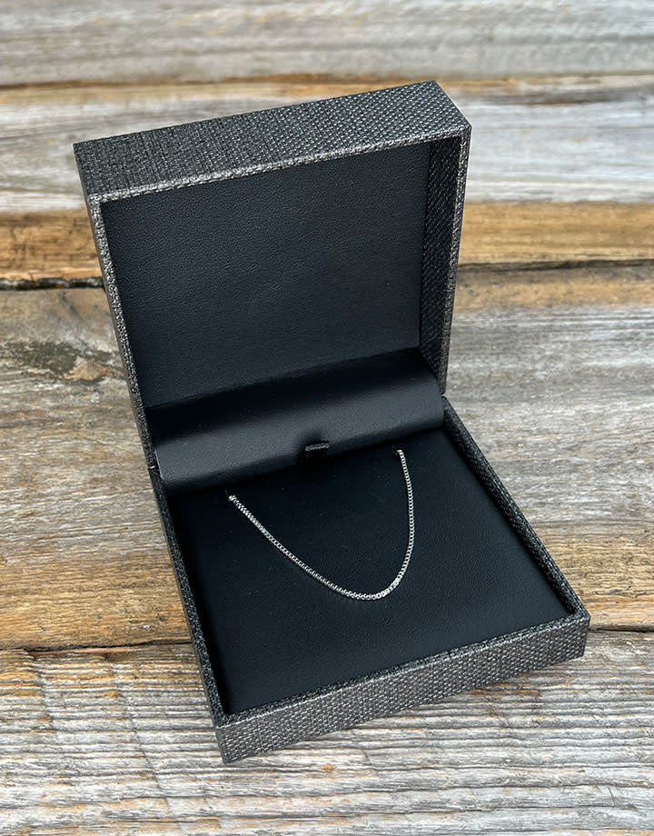 DBX3412 = Pendant Box Premium Grey Mesh/Black Faux Leatherette
