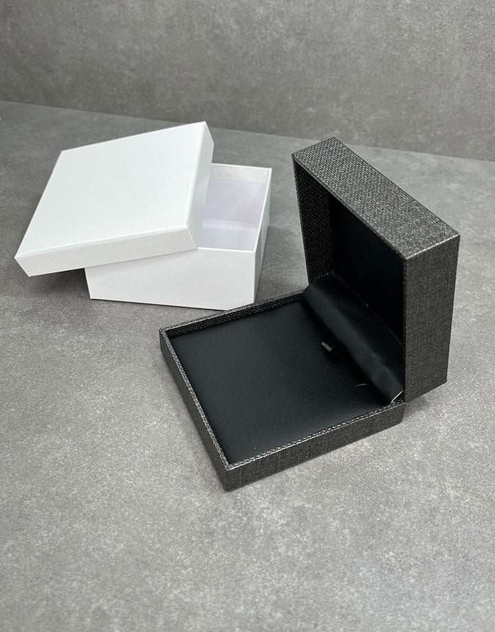 DBX3412 = Pendant Box Premium Grey Mesh/Black Faux Leatherette