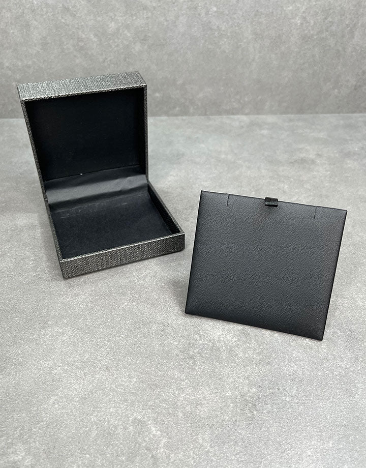 DBX3412 = Pendant Box Premium Grey Mesh/Black Faux Leatherette