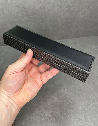 DBX3415 = Bracelet Box Premium Grey Mesh/Black Faux Leatherette