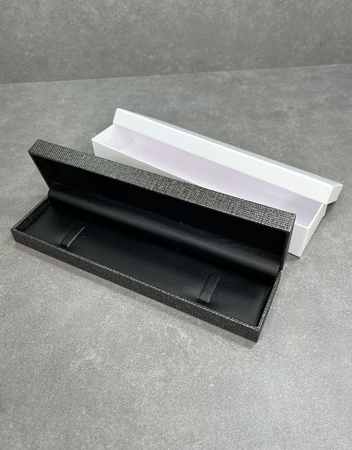 DBX3415 = Bracelet Box Premium Grey Mesh/Black Faux Leatherette