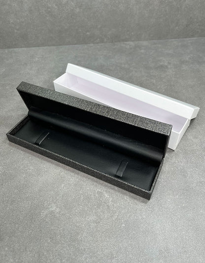 DBX3415 = Bracelet Box Premium Grey Mesh/Black Faux Leatherette