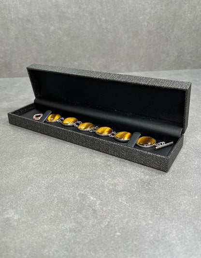 DBX3415 = Bracelet Box Premium Grey Mesh/Black Faux Leatherette