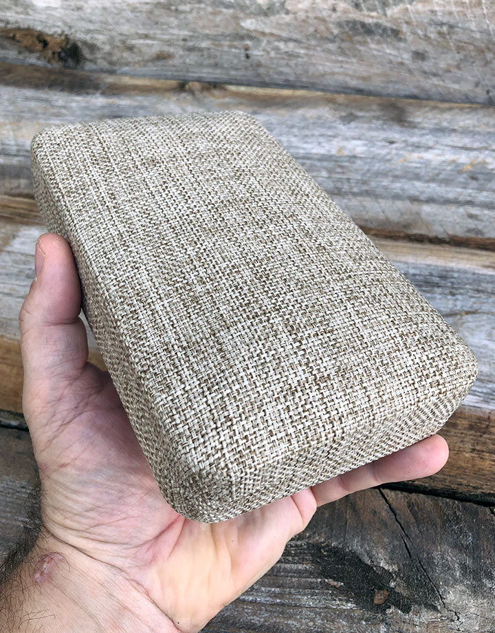 DBX3970 = Burlap Covered Necklace Box