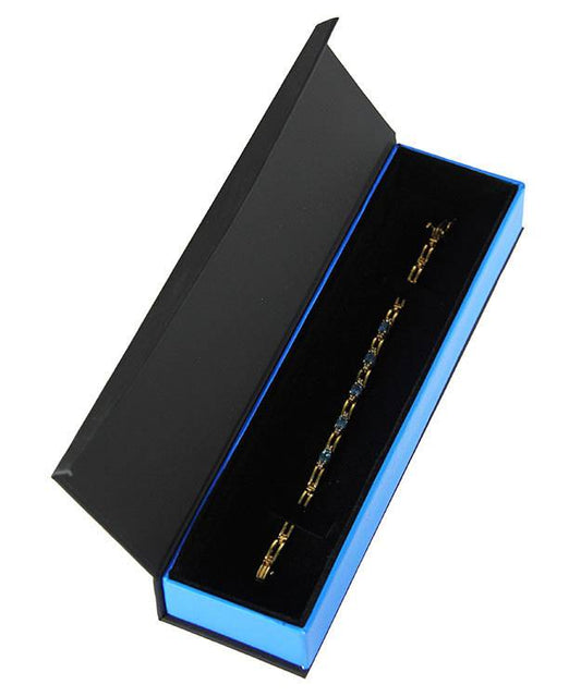DBX4053 = Deluxe Magnetic Blue/Black Bracelet/Watch Box 8-3/4'' x 2-1/4'' x 1'' (Each)