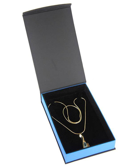 DBX4055 = Deluxe Magnetic Blue/Black Necklace Box 4-3/4'' x 7-1/4'' x 1-1/8'' (Each)