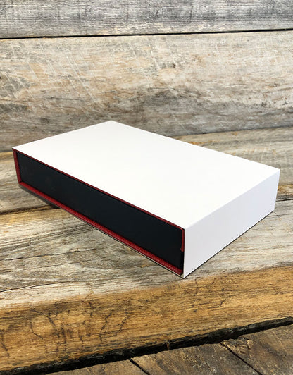 DBX4155 = Deluxe Magnetic Red/Black Necklace Box 4-3/4'' x 7-1/4'' x 1-1/8''
