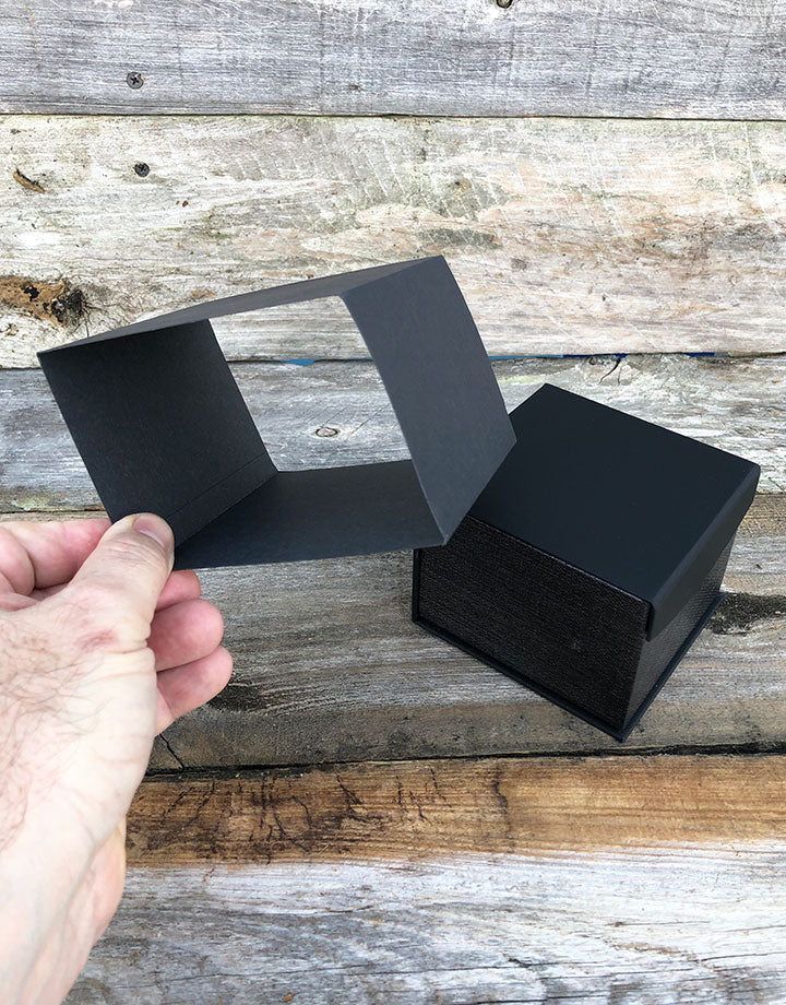 DBX4252 = Deluxe Magnetic Black/Silver Watch Box 4'' x 4'' x 2-1/4'' (Each)