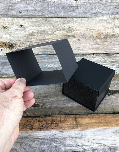 DBX4252 = Deluxe Magnetic Black/Silver Watch Box 4'' x 4'' x 2-1/4'' (Each)