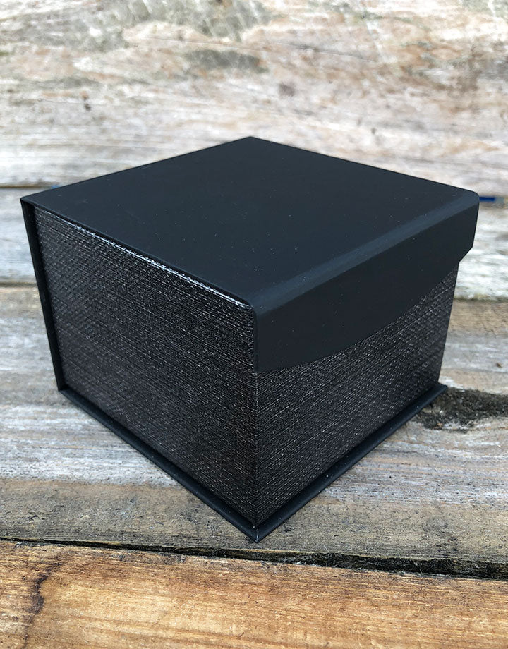 DBX4252 = Deluxe Magnetic Black/Silver Watch Box 4'' x 4'' x 2-1/4'' (Each)