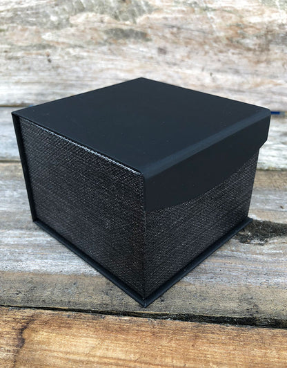DBX4252 = Deluxe Magnetic Black/Silver Watch Box 4'' x 4'' x 2-1/4'' (Each)