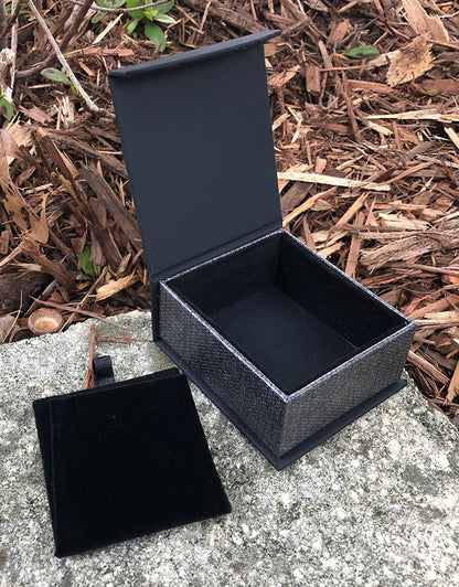 DBX4254 = Deluxe Magnetic Black/Silver Earring/Pendant Box (Each)