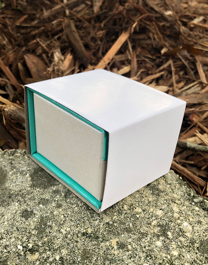 DBX4350 = Deluxe Magnetic Teal/White Ring Box 1-7/8" x 2-1/4" (Each)