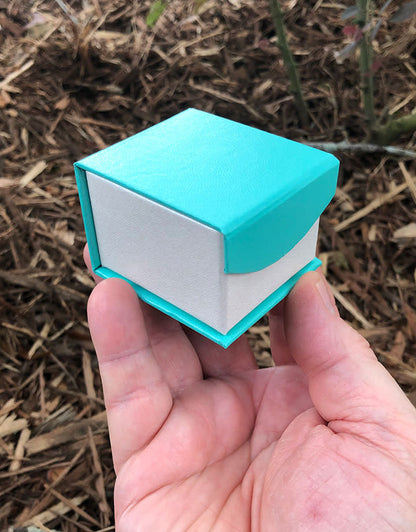 DBX4350 = Deluxe Magnetic Teal/White Ring Box 1-7/8" x 2-1/4" (Each)
