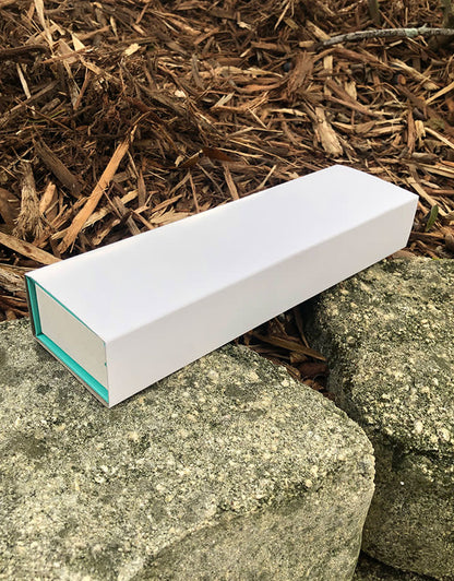 DBX4353 = Deluxe Magnetic Teal/White Bracelet Box 8-3/4" x 2-1/4" (Each)