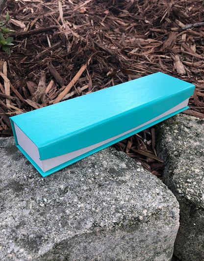 DBX4353 = Deluxe Magnetic Teal/White Bracelet Box 8-3/4" x 2-1/4" (Each)