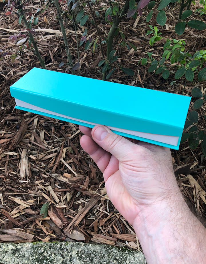 DBX4353 = Deluxe Magnetic Teal/White Bracelet Box 8-3/4" x 2-1/4" (Each)