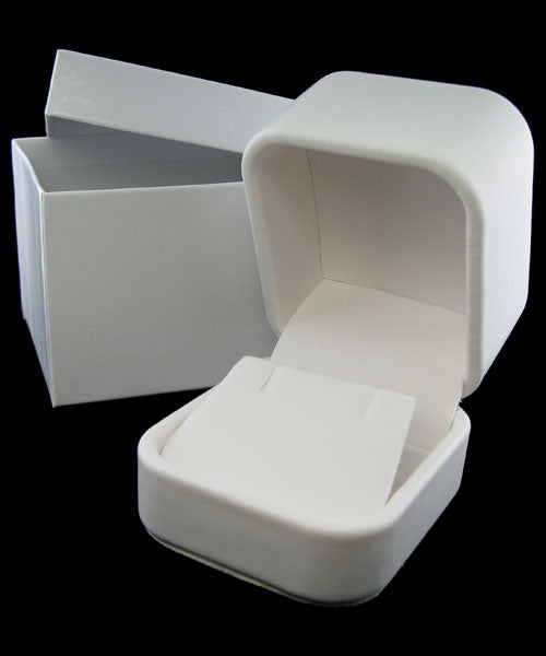DBX5841W = White Leatherette Round Corner Earring Box (EACH)