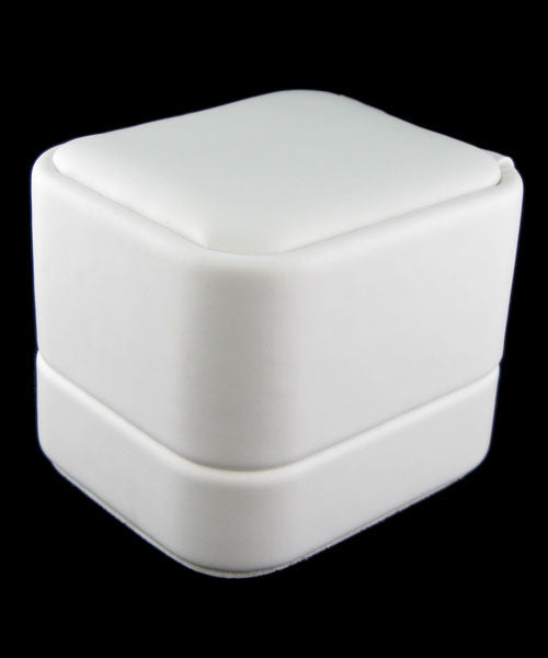 DBX5841W = White Leatherette Round Corner Earring Box (EACH)