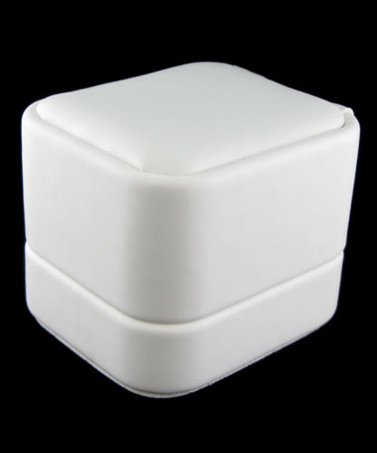 DBX5841W = White Leatherette Round Corner Earring Box (EACH)