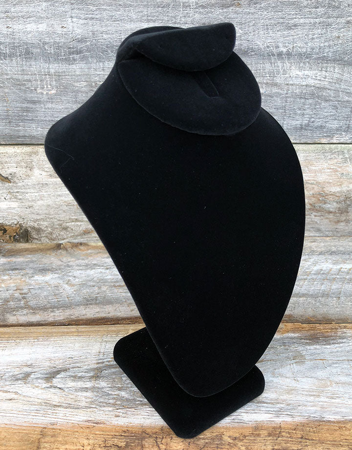 DCH1716 = Value Velvet Necklace Bust with Earring Flap & Ring Clip 10''H