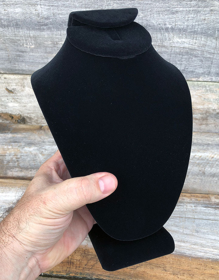 DCH1716 = Value Velvet Necklace Bust with Earring Flap & Ring Clip 10''H