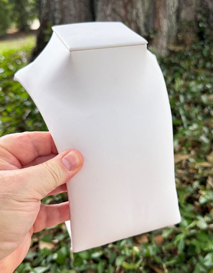 DCH6061 = White Leatherette Modern Neck Form 7-3/4" H