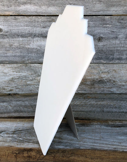 DCH6601 = White Leatherette Necklace Easel 8-1/4'' X 12-3/8'' H