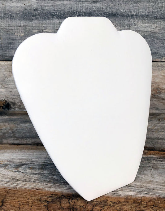 DCH6674 = White Leatherette Padded Necklace Easel 8-1/4"H (Pkg of 3)