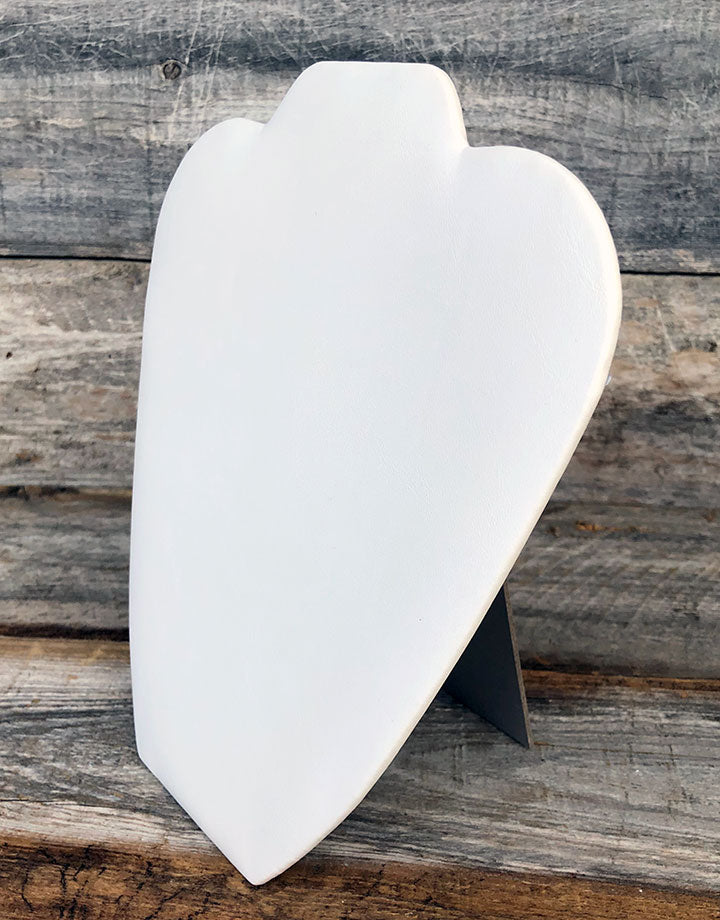 DCH6674 = White Leatherette Padded Necklace Easel 8-1/4"H (Pkg of 3)